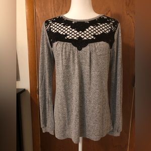 Maurices Gray Sweater with Black Embroidery